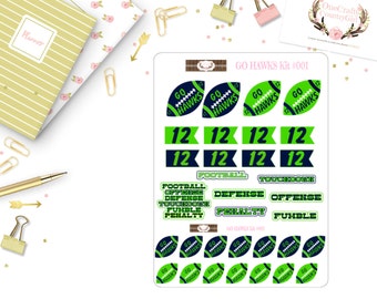 Go Hawks KIT#001 Planner Stickers, 12th man, Planner Accessories, Planner Stickers,Seattle Seahawks,Onecraftycountrygirl