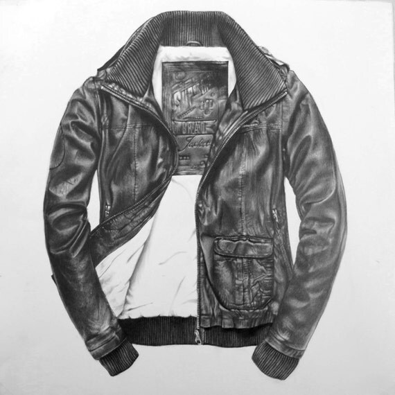 Jacket Drawing Series: Leather Jacket by CarlaGraceArt on Etsy