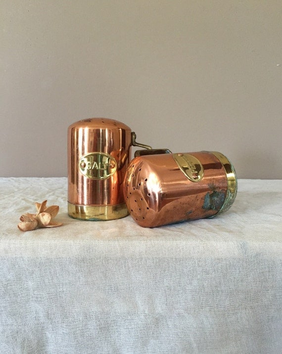 Copper Salt and Pepper Shakers / Vintage Copper Decor / Copper