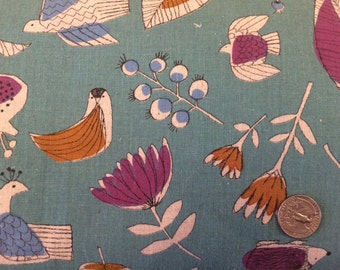 Floral Bird Kokkah Fabric Japanese Import