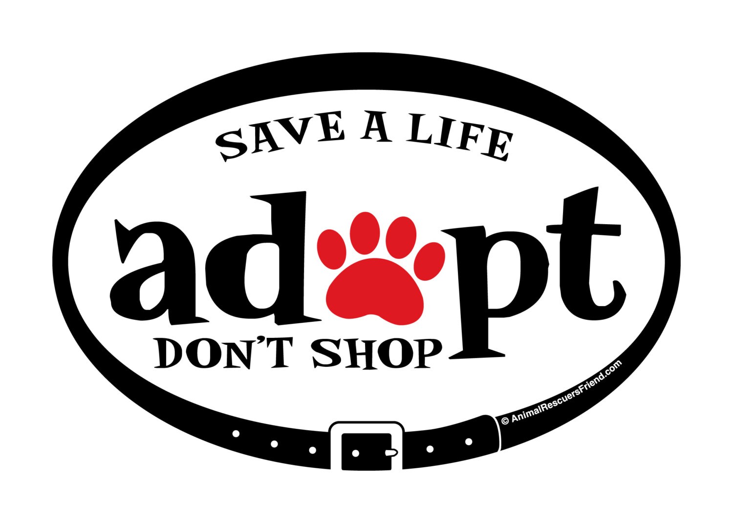 Adopt Don't Shop Euro Pet Decal 4x6 Oval Removable