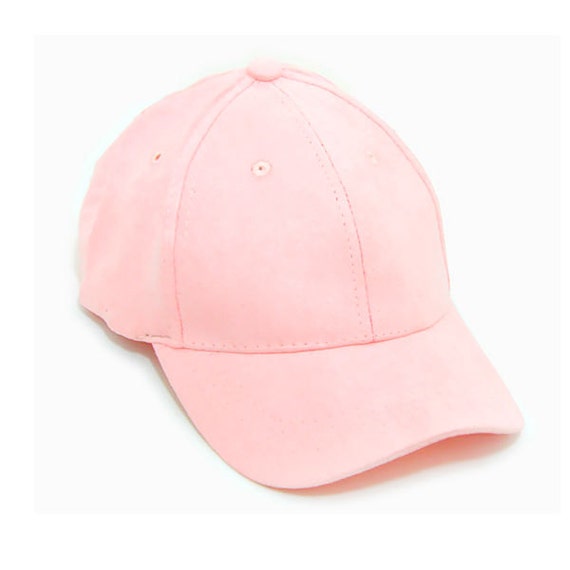 Pink Faux Suede Baseball Cap With Velcro Closure by 3StoresDown