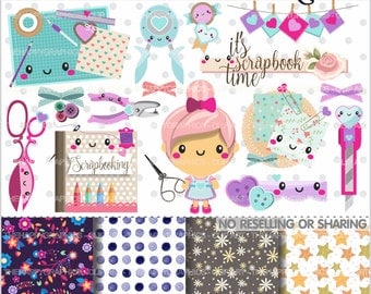 80%OFF - Scrapbooking Clipart, Scrapbooking Graphic, COMMERCIAL USE, Planner Accessories, Scrapbook Party, Scrapbook Clipart