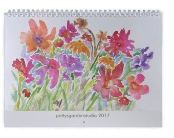Wall Calendar 2017, 11 x 8.5 or 14.5 x 11.2 Floral Calendars, Watercolor Design, Floral Watercolor Design