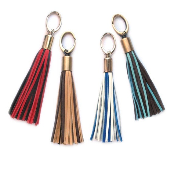 Leather tassel bag Tassel keychain Tassel charm Tassel keyring