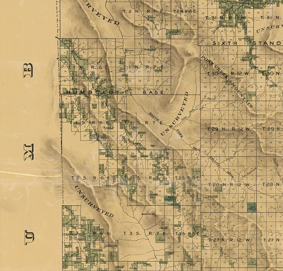 Map of Trinity County California from surveys CA 1894.