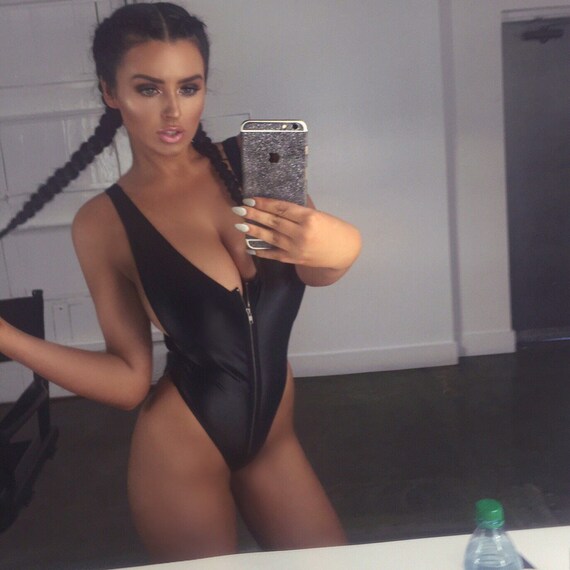 SIGNATURE*** MissManeater HEAVYMETAL zipper front high cut designer one piece swimsuit *** BRAZILIAN cut!