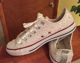 Women size 4-12 Pearl shoe with rhinestones
