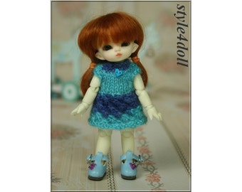 Handmade style4doll knitting dress for Puki Puki & Lati White SP (size 11-12 cm)
