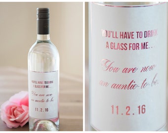 Pregnancy Announcement Wine Label / Auntie-to-be Announcement