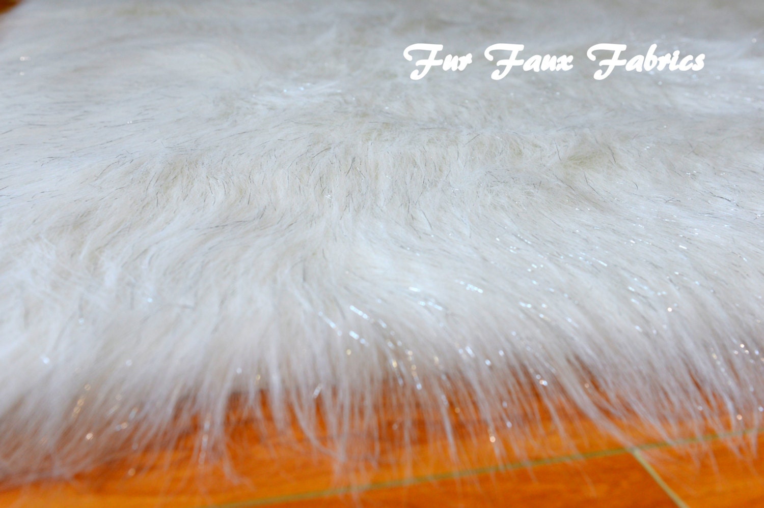 Premium Quality White Sparkling Tinsel Sparkle Fur Faux Fabric