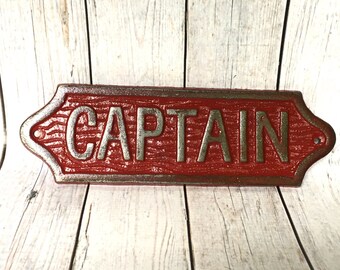 Cast Iron Captain Sign - Nautical Decor - Bathroom Wall Art - Nautical Nursery - Beach House Decor - Nautical Bathroom - Nursery Decor Boy