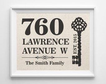 House Warming Gift | New Home Housewarming Gift | Cotton Print | Personalized Address Sign | New House Gift | New Homeowner | House Numbers