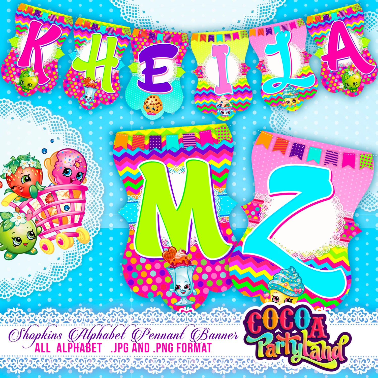 Shopkins Digital Alphabet Banner Pennants All by CocoaParty