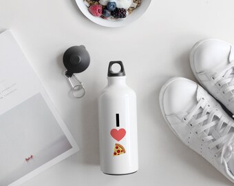 I Love Pizza Emoji Heart Aluminium Bottle, Water Bottle, Emoji Heart, Emoji Pizza, Foodie Gift, Satiric Gift, Funny Gift, AB012