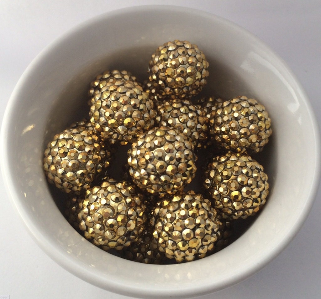 Bubblegum Beads Gold Rhinestone 20mm chunky beads bubble gum