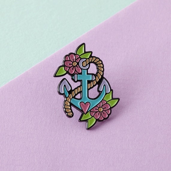 Anchor Enamel Pin with clutch back // lapel pins by Punkypins