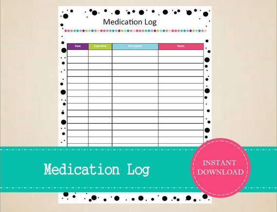 Printable Pet Medication Log Printable Pet Care Kit Pet