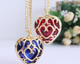 Zelda Heart Necklace, Keychain, Heart Container, Red or Blue Heart Piece