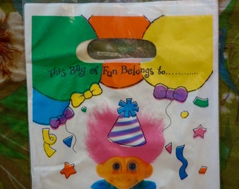 Vintage 90s Troll Colorful Party Favors. Vintage 90s Troll Party Favor Bags. Colorful Vintage 90s Troll Memorabilia Loot Bags.