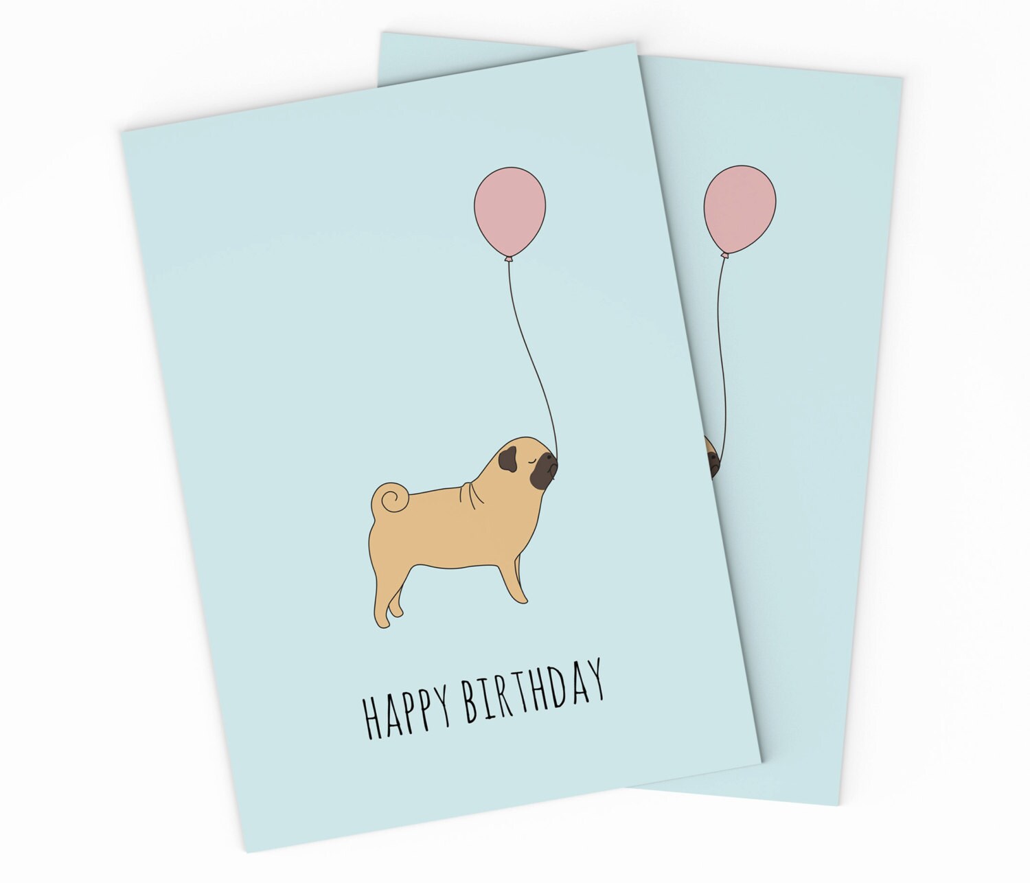 Printable Pug Happy Birthday Card. Pug Birthday Card. Kids
