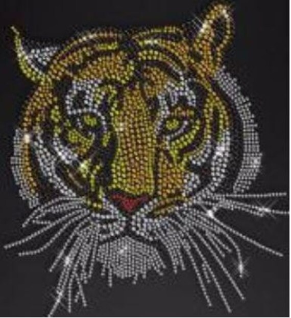 Tiger Rhinestone T-shirt Tiger Rhinestone Applique Tiger