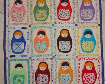 MATRIOCHKAS Wall Art quilt patchwork Ready to send