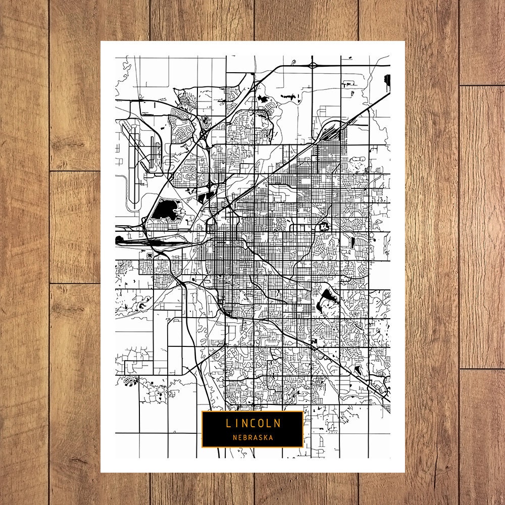 LINCOLN Nebraska City Map Lincoln Nebraska Art Print by ArchTravel