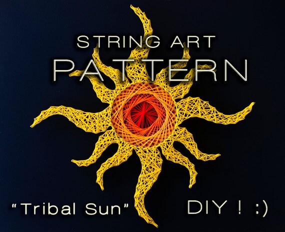 String art pattern DIY Tribal Sun. String by TheStringArtStudio