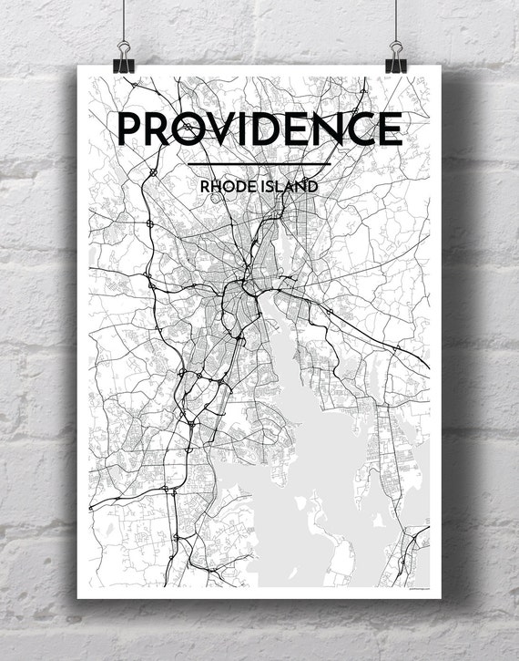 Black & White Providence City Map Print