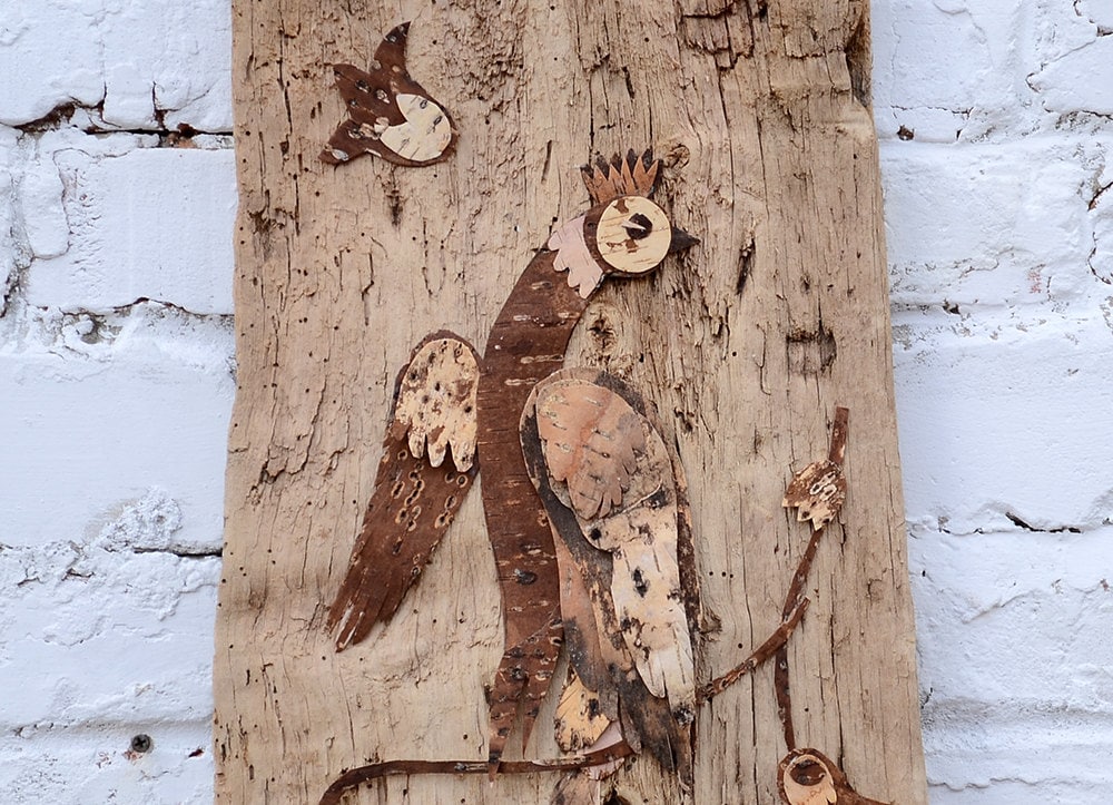 Bark art Bark decor Reclaimed wood wall art Wood wall art