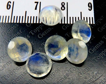 8mm faceted rainbow moonstone - natural rainbow moonstone AAA quality blue flash - faceted moonstone loose gemstone - FOR ONE
