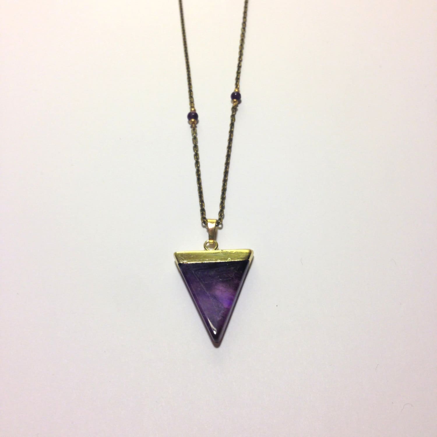 Triangle Stone Necklace with accent beads