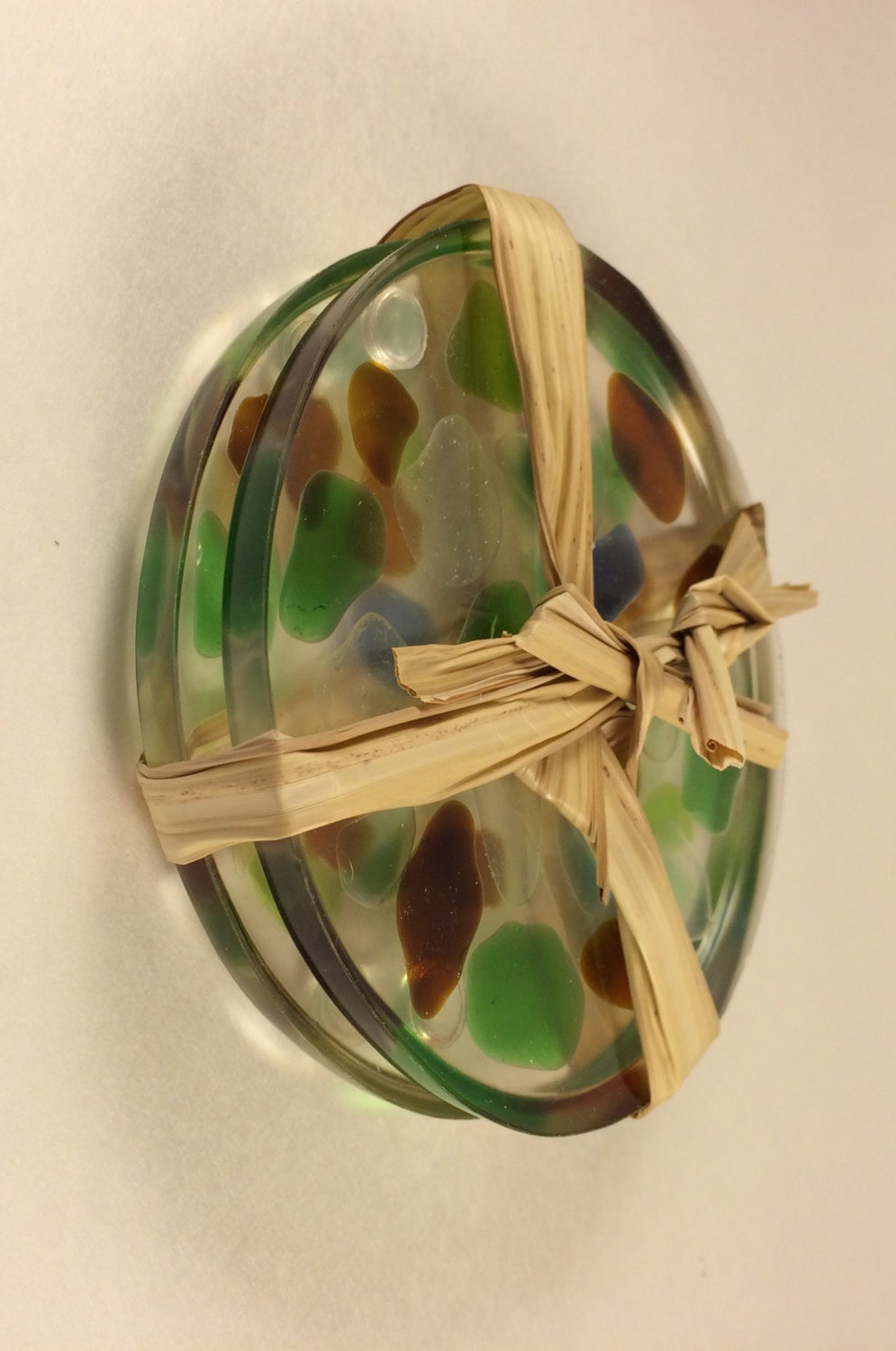 Set of 2 Homemade epoxy resin coasters made with authentic