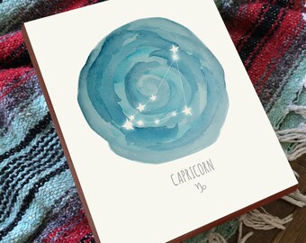 Capricorn Art - Capricorn Constellation - Capricorn Print - Constellation Print - Wood Art Print