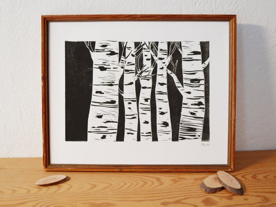 forest 2 original linocut Limited Edition DIN A4