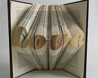 Book Sculpture Featuring the Word "Love" - Great Wedding Gift for the Book Lover - Folded Book Art