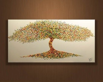 SALE 50% Tree Original oil painting on canvas, Luxury thick layers tree, Large painting, Gives extremely good vibes, by Sergei Kolesov