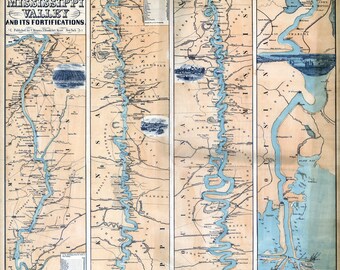 1863 Map of the Mississippi River and Valley