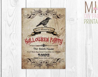 Vintage adult Halloween Invitation_3,Halloween Party Invitation, Halloween Invite, Halloween Invitation, Costume Party,halloween bash