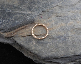 Twisted nose ring. 14k gold filled twisted wire. 20 gauge, Made at your size, ear ringlip ring, piercing.