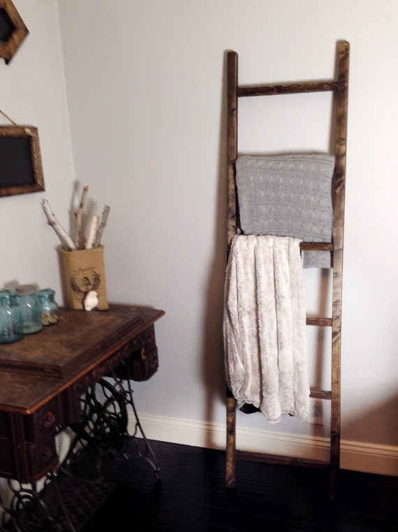 72x19 Blanket Ladder 6ft Wood Quilt Rustic by TheMiteredJoint