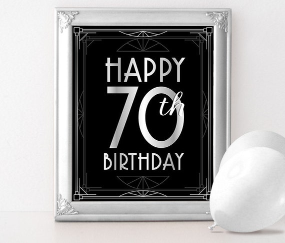 Happy 70th birthday sign. Printable birthday sign. 70th