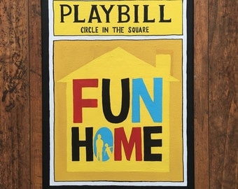 Hand Painted Fun Home Broadway Playbill Canvas