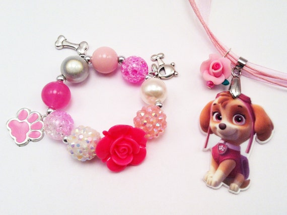 Skye Paw Patrol jewelry set bracelet and by BeadedPerfection