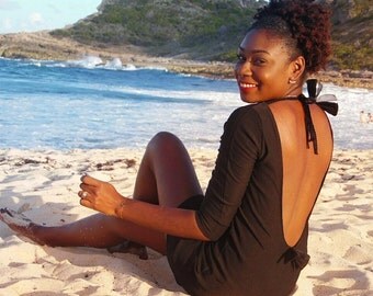 My little black dress and her beautiful bare back