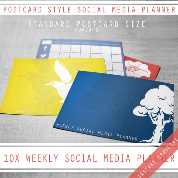 Items Similar To 10x Weekly SOCIAL MEDIA PLANNER Postcard Style 