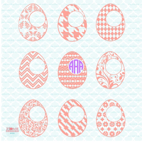 Download Patterned Easter SVG Egg Circle Monogram Frames Cut Files