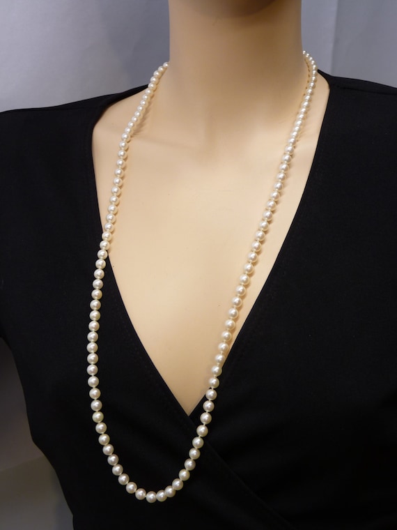 Opera Length Akoya Pearl Necklace 31 inches in by PerlinJewelry