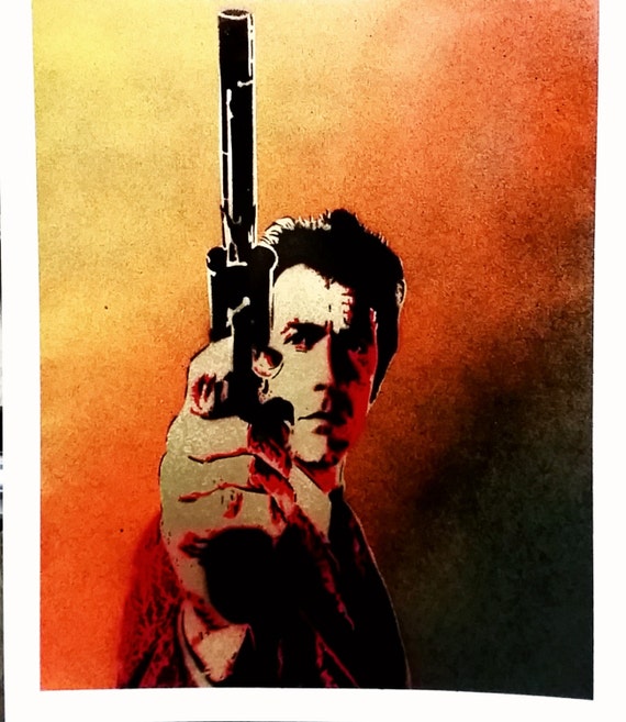 Limited Edition Dirty Harry portrait 3 layer stencil print